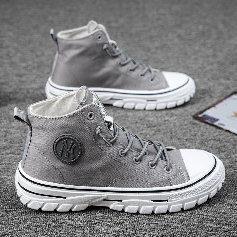 Korean-Style High-Top Canvas Skate Sneakers