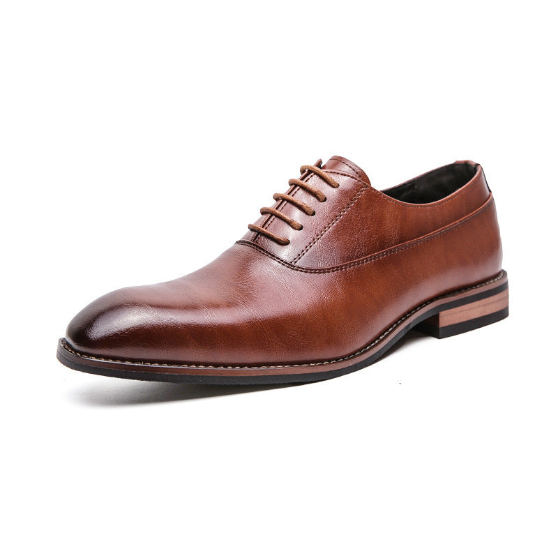 Casual shoes, leather shoes, men's formal wear, men's shoes, lace up business pointed leather shoes