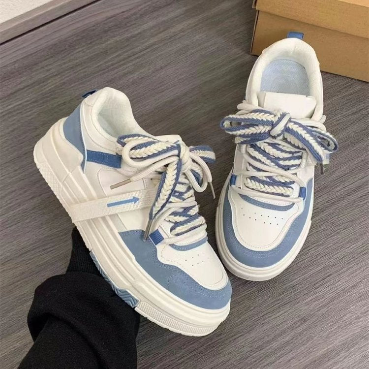 Thick soled shoes ins versatile trendy white shoes women's casual shoes student running sports shoes