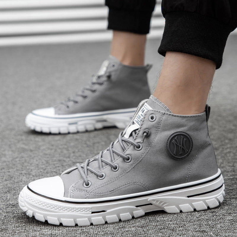 Korean-Style High-Top Canvas Skate Sneakers