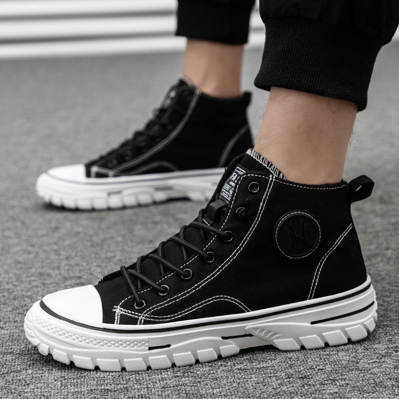 Korean-Style High-Top Canvas Skate Sneakers