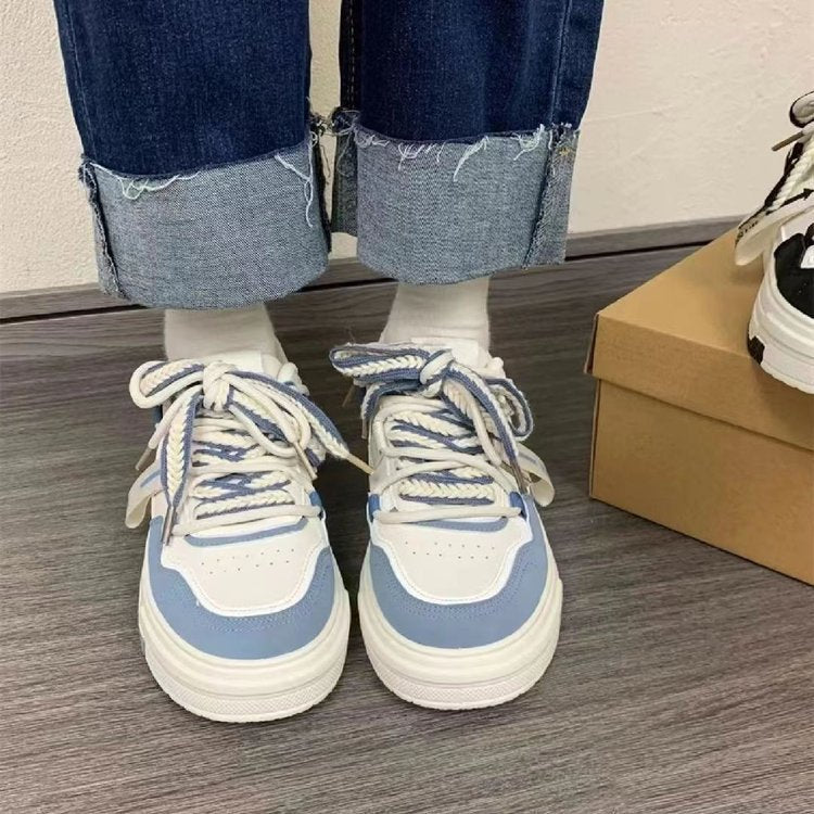 Thick soled shoes ins versatile trendy white shoes women's casual shoes student running sports shoes