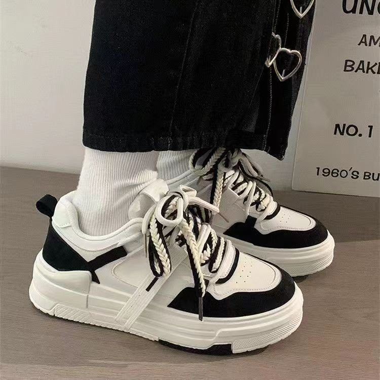 Thick soled shoes ins versatile trendy white shoes women's casual shoes student running sports shoes