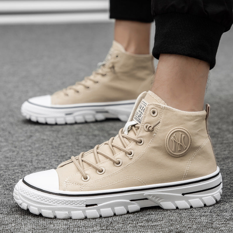 Korean-Style High-Top Canvas Skate Sneakers