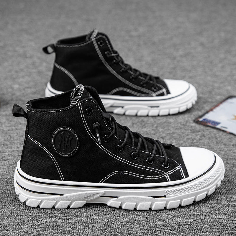 Korean-Style High-Top Canvas Skate Sneakers