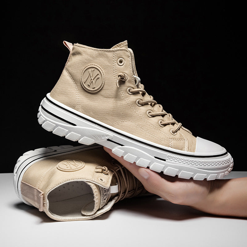 Korean-Style High-Top Canvas Skate Sneakers